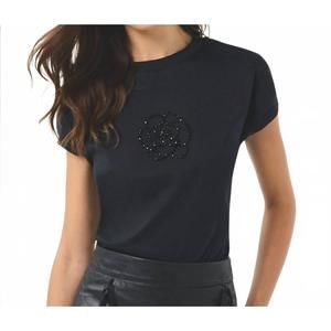 NEW LEO UGO carolina floral motif t-shirt in black